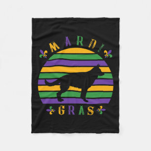 German Shepherd Mardi Gras Pet Dog Lover Mom Women Fleece Blanket