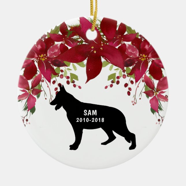 German Shepherd memorial Christmas ornament (Front)