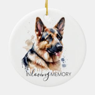 German Shepherd memorial watercolour Christmas Ceramic Ornament