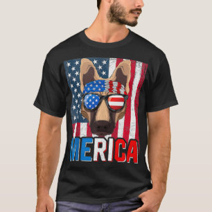 German Shepherd Merica Flag 4th of July Dog Americ T-Shirt