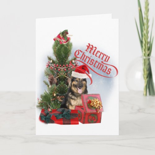 German Shepherd Merry Christmas Holiday Card