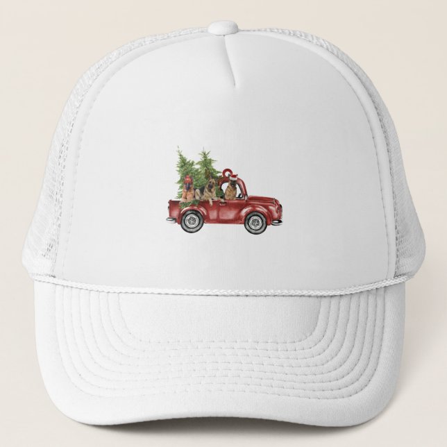 German Shepherd Merry Christmas Ideas Dog Cosplay Trucker Hat (Front)