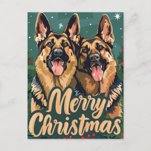German Shepherd Merry Christmas  Postcard