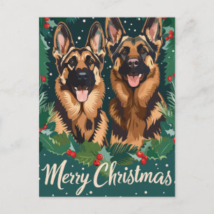German Shepherd Merry Christmas  Postcard