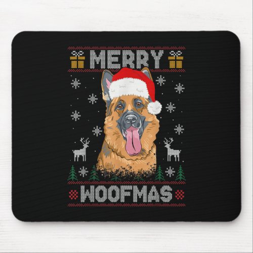 German Shepherd Merry Woofmas Sweatshirt Christmas Mouse Pad