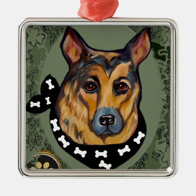 GERMAN SHEPHERD METAL ORNAMENT (Front)