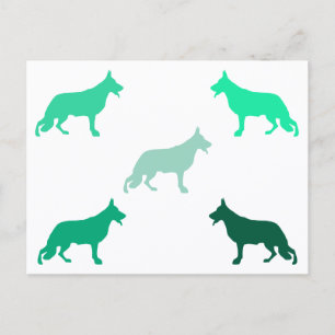 German Shepherd minimal pattern green Postcard