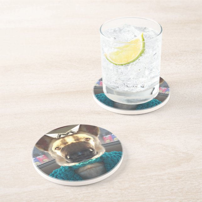 German Shepherd Mirrored Distortion Drink Coaster (Side)
