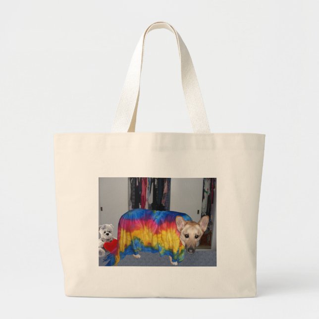 German Shepherd Modeling Clothes Large Tote Bag (Front)