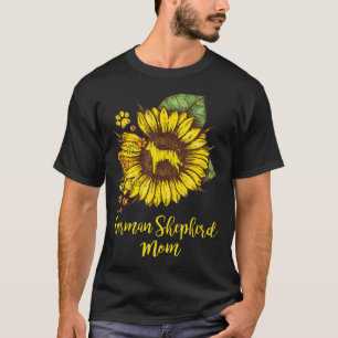 German Shepherd Mom Best Sunflower With Dog Paw T-Shirt