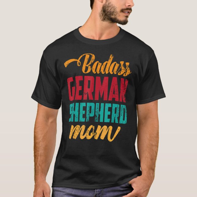 German Shepherd Mom Pet Dog Owner Retro German She T-Shirt (Front)
