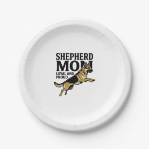 German Shepherd Mom Shirt Vintage Engraving Dog Lo Paper Plates