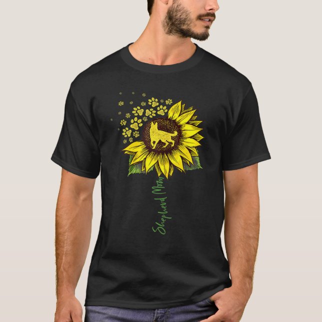 German Shepherd Mom Sunflower Shepherd Dog Mom Mam T-Shirt (Front)