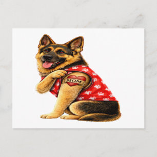 German Shepherd Mom Tattoo  Holiday Postcard