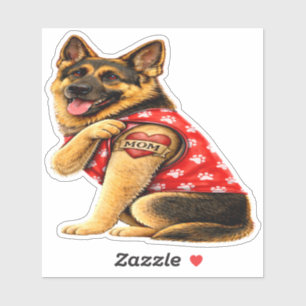 German Shepherd Mom Tattoo Sticker