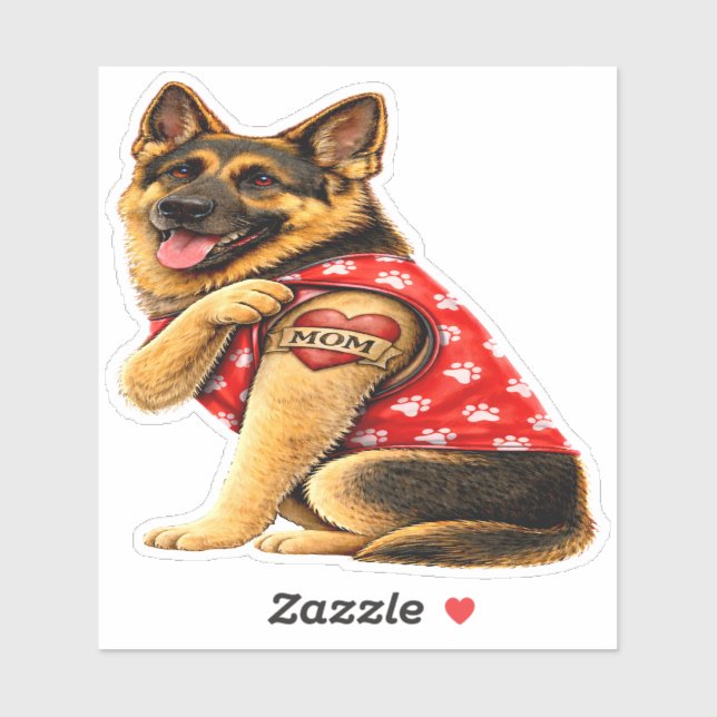 German Shepherd Mom Tattoo  Sticker (Sheet)