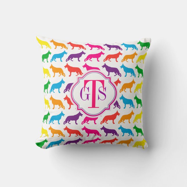 German Shepherd Monogram Throw Pillow (Front)