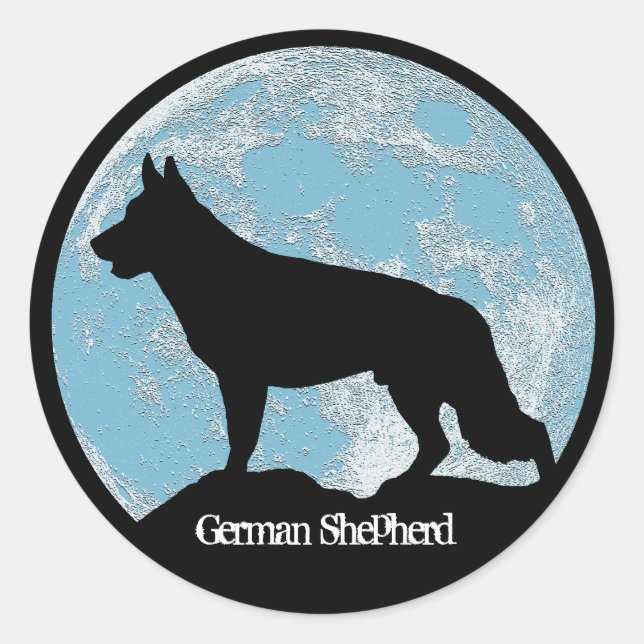 German Shepherd Moon Classic Round Sticker (Front)