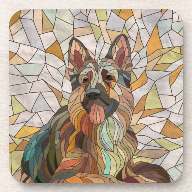 German Shepherd -  Mosaic Art Beverage Coaster (Front)