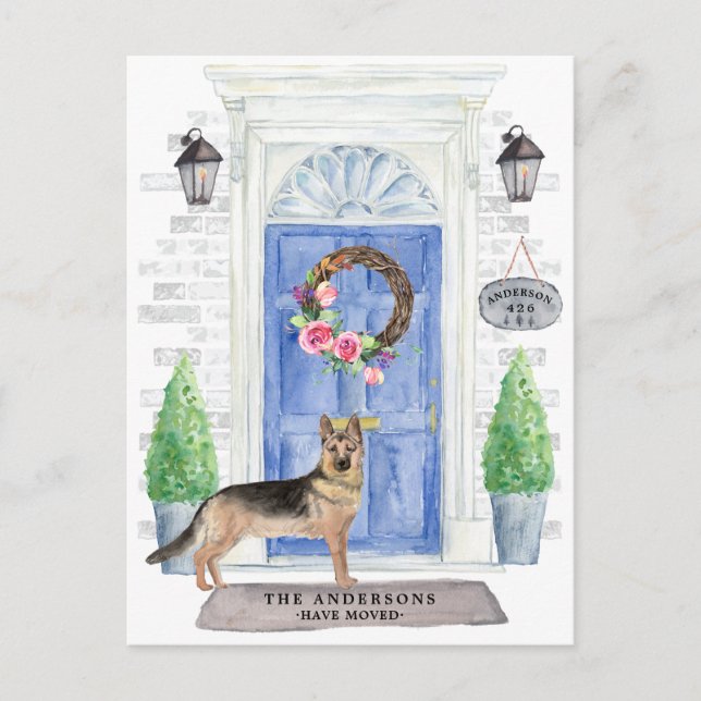 German Shepherd Moving Announcement Postcard (Front)
