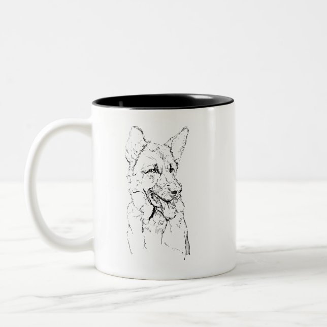 German Shepherd Mug, Dog Mom Coffee Personalized Two-Tone Coffee Mug (Left)