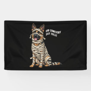 German Shepherd Mummy Halloween Dog Banner