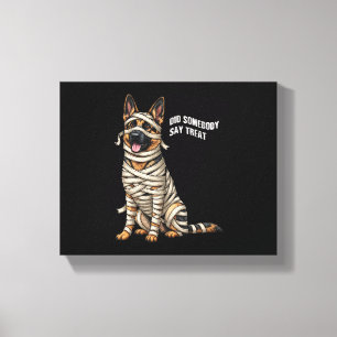 German Shepherd Mummy Halloween Dog Canvas Print
