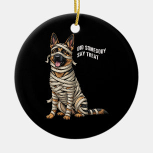 German Shepherd Mummy Halloween Dog Ceramic Ornament