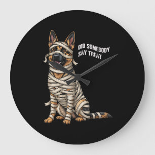 German Shepherd Mummy Halloween Dog  Large Clock