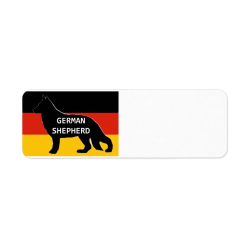 german shepherd name silhouette on flag black label