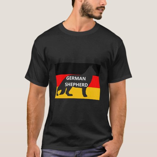 German Shepherd name silhouette on German flag T_S T_Shirt