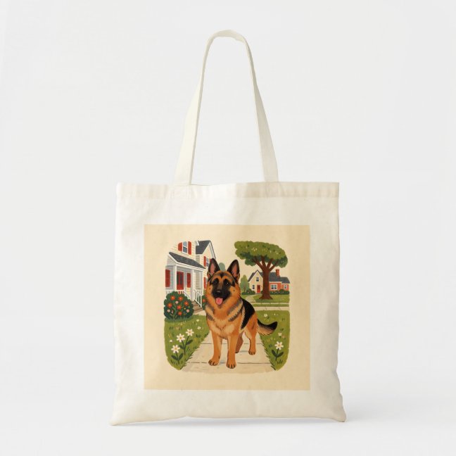 German Shepherd Neighborhood Walk Tote Bag
