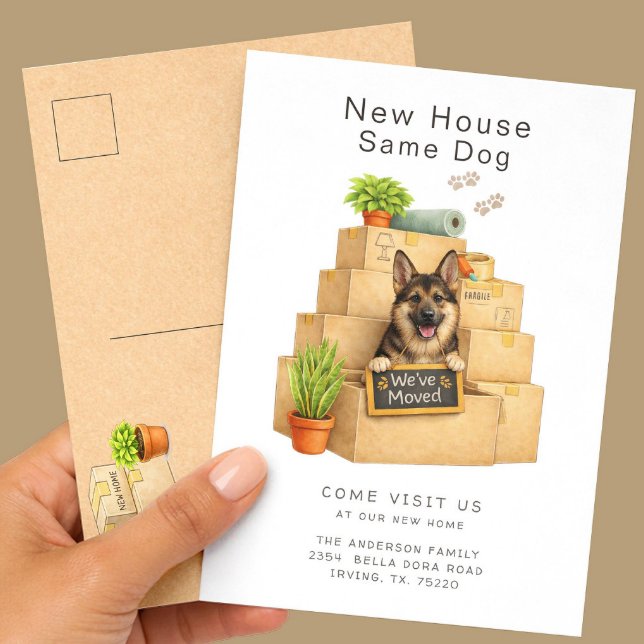 German Shepherd New House Moving Postcard (Creator Uploaded)