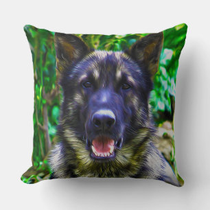 German Shepherd Oil Painting Portrait Throw Pillow