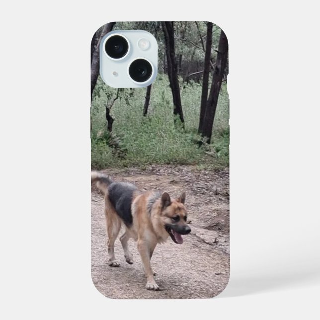 German Shepherd on a Forest Trail Iphone Case (Back)