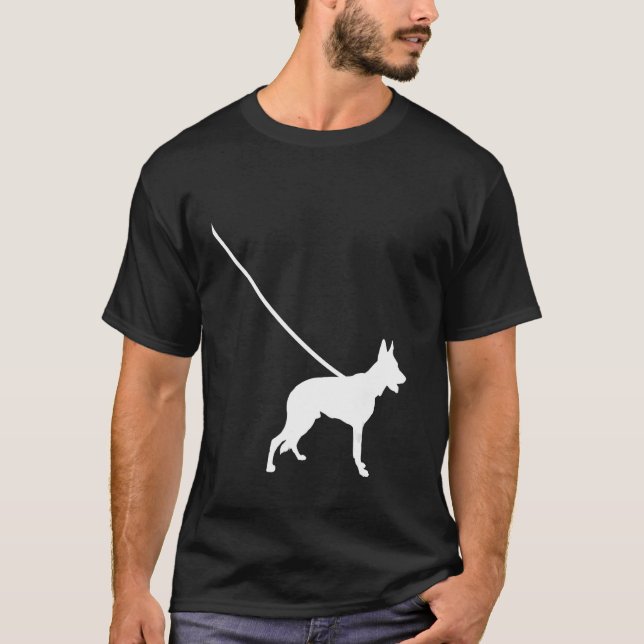 German Shepherd on a Leash GSD Dog  Mom Dad Pet Cu T-Shirt (Front)