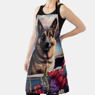 German Shepherd on a Paddle: A Scenic Adventure Apron