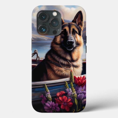 German Shepherd on a Paddle A Scenic Adventure iPhone 13 Pro Case
