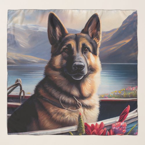 German Shepherd on a Paddle A Scenic Adventure Scarf