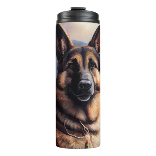 German Shepherd on a Paddle A Scenic Adventure Thermal Tumbler
