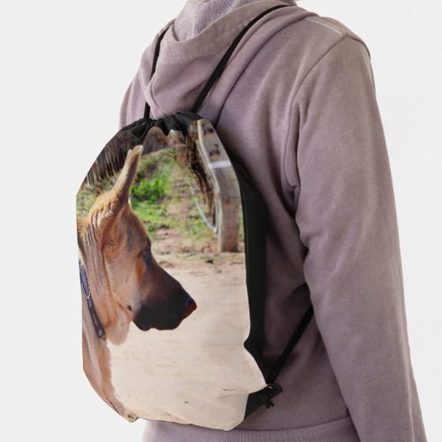 German Shepherd On Alert,  Drawstring Bag (Insitu)