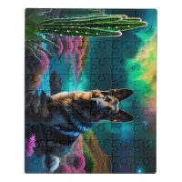 German Shepherd Dog Art Jigsaw Puzzle Custom Name Wood Puzzle