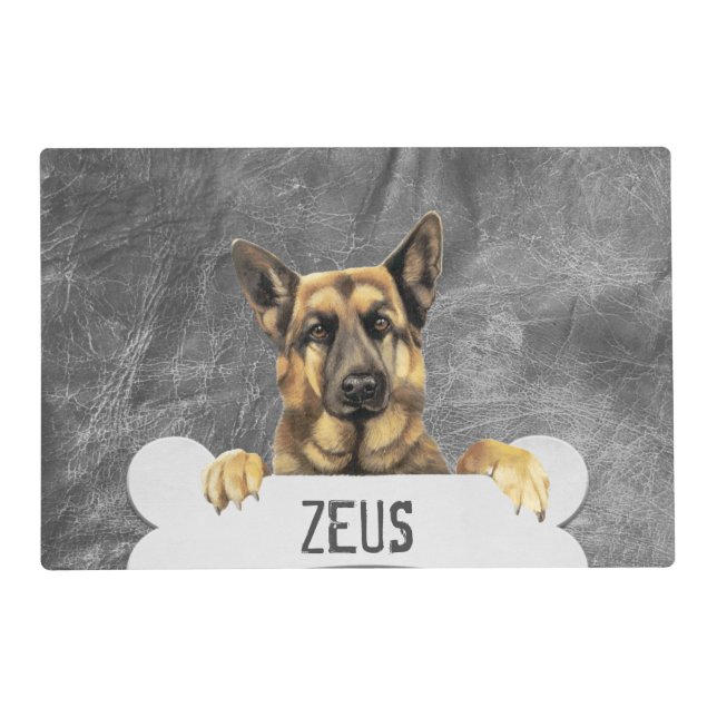 German Shepherd on Bone Placemat (Front)