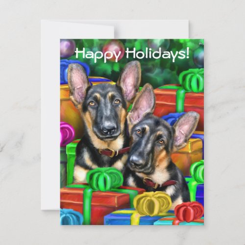 German Shepherd Open Gifts Christmas Invitation