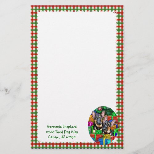 German Shepherd Open Gifts Christmas Stationery