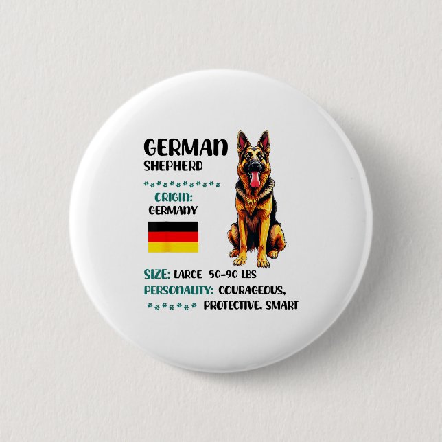 German Shepherd Origin Funny German Shepherd Lover Button (Front)