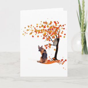 German Shepherd Owl And Fall Tree Dog Owner Autumn Card