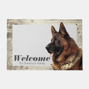 German Shepherd Painting Animal Dog Welcome Family Doormat