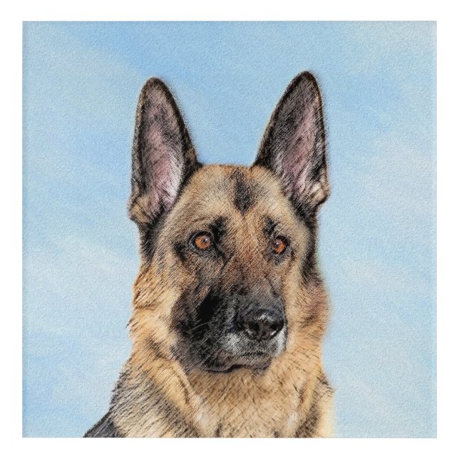 German Shepherd Painting - Cute Original Dog Art (Front)