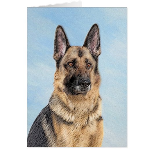 German Shepherd Painting - Cute Original Dog Art (Front)